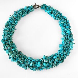 Turquoise Howlite Chip Bead Bib Statement Necklace
